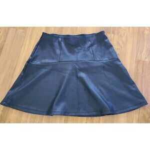 Seventeen Black Faux Leather Mini Skirt M Womens Jrs Elastic Waistband